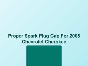 Proper Spark Plug Gap for 2005 Chevrolet Cherokee
